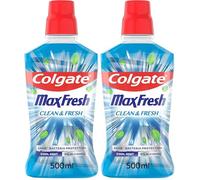 COLGATE - Colgate Max Fresh Clean & Fresh - Senza alcool- Freschezza di lunga durata per l'alito- il flacone da 500 ml (Confezione da 2)