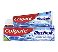 Colgate Dentifricio Max Fresh Cooling Crystals 75 ml, efficace pulizia dei denti per una freschezza duratura e una sensazione di bocca pulita, mantiene i denti bianchi e combatte la carie