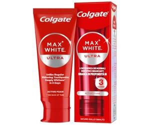 Colgate Dentifricio Sbiancante Max White Ultra Active Foam 50 ml I Denti Più Bianchi in Soli 3 Giorni * I Azione Ossigenata ad Assorbimento Profondo I Clinicamente Testato I Sbiancamento denti