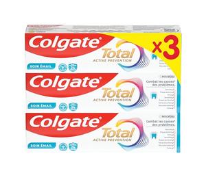 Colgate Dentifricio Total Active Prevention Cura Smalto Confezione da 3 x | Protezione antibatterica 24 ore per rimineralizzare e rafforzare lo smalto, prevenzione 8 in 1 per una buona igiene dentale