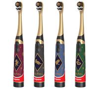 Colgate Harry Potter - Spazzolino da denti vibrante per bambini a batteria, extra morbido, batterie AA incluse, confezione da 4, per streghe e maghi dai 3 anni in su, design piatto