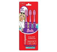 Colgate Kids Barbie - Spazzolino da denti extra morbido con pulisci lingua (confezione da 3), manuale per bambini, multicolore
