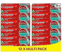 COLGATE - Max White Argilla e Minéral - Dentifricio Sbiancante - Elimina placca e macchie di superficie - Confezione da 12x75 ml