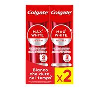 Colgate Max White Ultra Dentifricio per denti, 2 x 75 ml | Dentifricio con effetto ossigenante, rimuove le macchie superficiali e profonde, sicuro per lo smalto dei denti