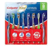 Colgate Setole a spirale a spirale per la salute della bocca totale, setole morbide per la salute della bocca e della lingua, setole a spirale per pulizia delle guance e della lingua, 8 spazzolini da