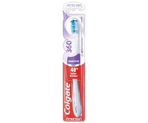 Colgate Spazzolino da denti 360 Sensitive Pro-Relief extra morbido con setole morbide per denti e gengive sensibili, 1 confezione, il colore può variare
