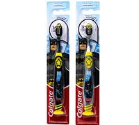 Colgate Spazzolino da denti Batman per bambini con ventosa, bambini dai 5 anni in su, extra morbido (colori variabili), confezione da 2