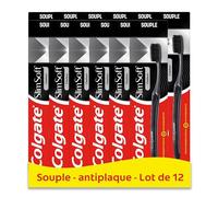 COLGATE - Spazzolino da denti manuale Slim Soft Carbon - Filo morbido - Eliminazione della placca - Efficacia clinicamente provata - confezione da 12