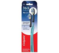 Colgate Starter kit con testina sostituibile a 360 fili, 2 testine e manico in metallo