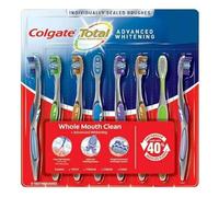 Colgate Total Whole Mouth Health, sbiancamento avanzato, setole a spirale per pulizia di guance e lingua, setole a spirale, 8 spazzolini da denti