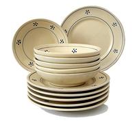 Colì, Servizio di Piatti 12 Pezzi, da Tavola per 6 Persone, Piatti Colorati, Dipinto a Mano, Disegno Stelle