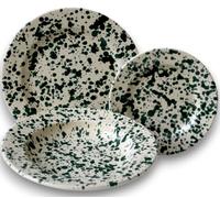 Colì, Servizio di Piatti 18 Pezzi - Piatto Fondo, Servizio Piatti 6 Persone, Servizio Piatti Colorati, Dipinto a Mano, Disegno Verde Ramina, Servizio da Tavola per 6 Persone