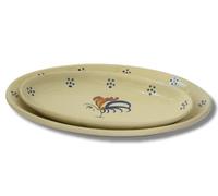 Colì Set Piatti da Portata ovale smalto Gallo, Stoviglie in Terracotta, Vassoi da Forno per Carne, Pesce, Aperitivi, Antipasti, Dessert - Made in Italy