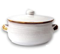 Colì Tegame in Terracotta con Coperchio, Artigianale, Bianco Terre Antiche, Diametro 27 cm