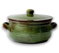 Colì Tegame in Terracotta Con Coperchio, Artigianale Verde Terre Antiche, Diametro 24 cm