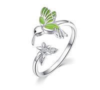 Colibrì anelli da donna in argento Sterling Bird Daisy anello floreale per ragazze fidanzate regali misura 7-8