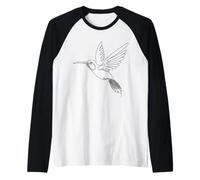Colibrì Arte lineare Amante degli Uccelli Maglia con Maniche Raglan