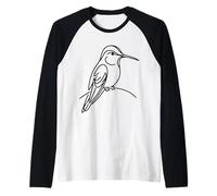 Colibrì Arte lineare Amante degli Uccelli Maglia con Maniche Raglan