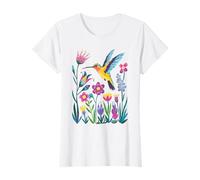 Colibrì botanico con giardino floreale e fiori Maglietta