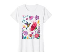 Colibrì botanico con giardino floreale e fiori Maglietta
