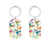 Colibrì colorati con fiori portachiavi in metallo stampato etichette chiave personalizzate con anello regali unici