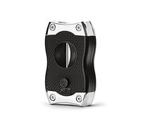 Colibri-Tagliasigari nero e cromato in acciaio-lama ghigliottina-rilascio a molla-taglio V e dritto-sigari diametro fino a 2,7Cm- Taglio V profondo 7 mm taglio dritto 3 mm-Colibri dal 1928