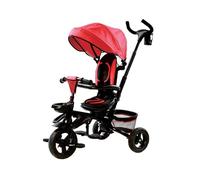 Colibrì - Triciclo Pieghevole Rosso Bambini 1+ Seduta Girevole 360° Cappottina Parasole Portaoggetti Manubrio Genitori Pedali Educativi Stabile e Comodo Triciclo Salvaspazio per Interni ed Esterni