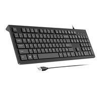 COLIKES Tastiera per computer cablata, tastiera USB Plug Play, tasti Chiclet a basso profilo, tastierino numerico grande, indicatori a tappi, supporto pieghevole, resistente alle fuoriuscite, lettere