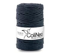 ColiNea, cordoncino in cotone con anima in cotone, intrecciato, 5mm, 100m (Inchiostro, 100m)