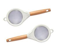 Colino a maglia fine con manico in legno, acciaio inossidabile con orecchie in nylon per setacciare la farina, preparare il tè, filtrare il kefir, setacciare il succo e spolverare lo zucchero 2pcs