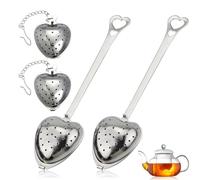 Colino da tè a forma di cuore, infusore da tè con manico a forma di cuore, pallina da tè per tè sfuso, cucchiaio da tè natalizio in acciaio inox, set da tè a forma di palline