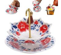 Colino da tè a ombrello, in ceramica, con vassoio, in porcellana blu e bianca, per kung fu te, caffè e decorazioni per la casa