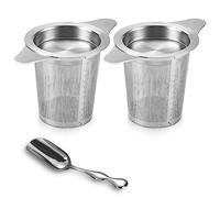 Colino da tè sfuso, 2 colino da tè in acciaio inox e paletta da tè, filtro da tè con coperchio e doppio manico, colino da tè per tazza, colino da tè per teiera