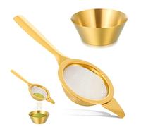 Colino matcha dorato da 5,6 cm, 30 setacci a rete fine con manico e base, colino da tè in acciaio inox a maglia fine, piccoli filtri in metallo per tè sfuso, caffè e cocktail