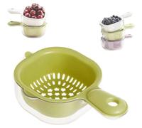Colino per frutta e verdura, a doppio strato, con manico, da cucina, a doppio strato, con manico, per scolapiatti (verde)