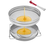 Colino per miele a doppio setaccio, colino a maglie in acciaio inossidabile per secchio da 5 galloni, estrattore di miele per apicoltura per miele pulito con bracci estensibili fino a 16,5 pollici
