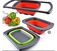 Colino Pieghevole in Silicone, Set Scolapasta Pieghevole Salvaspazio con Manico