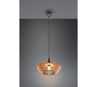 COLINO SOSPENSIONE LEGNO NATURALE E METALLO ANTRACITE D. 40CM 1 LUCE ATTACCO E27