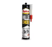 Pattex Millechiodi Trasparente, adesivo di montaggio a base acqua con presa immediata, adesivo trasparente preciso per metallo, legno e altro, in cartuccia, 1x310g