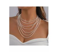 Colla donna girocollo collier elegante 4 fili perle pietre dure bianco 73168