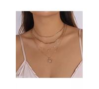 Colla donna girocollo collier elegante 4 fili strass pietre dure oro 73169