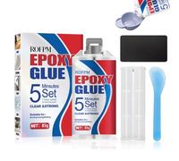 Colla Epossidica 2K, 85g Colla Bicomponente Trasparente Extra Forte Per Uso Interno ed Esterno, Impermeabile e Resistente Al Calore, Per Metallo, Plastica, Legno, Vetro, Pietra, Cemento e Ceramica