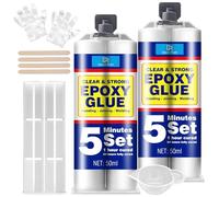 Colla Epossidica Bicomponente - 100ml Adesivo Epossidico a Indurimento Rapido in 5 Minuti, Trasparente - Ideale per Riparazioni su Legno, Plastica, Metallo, Vetro, Ceramica, Tessuto e Altri Materiali