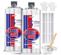 Colla Epossidica Bicomponente 100ml, Adesivo Epossidico a Presa Rapida in 5 Minuti, Colla epossidica trasparente, per riparazione di piastrelle, metallo, Vetro,plastica, legno, e Altri Materiali