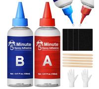 Colla Epossidica Bicomponente, 250 ml Mix 5 Minuti, Trasparente, Adesivo Multiuso Multimateriale, Colla Bicomponente per Plastica, Ceramica, Porcellana, Vetro, Legno