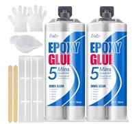 Colla epoxica trasparente - Kit da 100 ml colla bicomponente per riparazione di piastrelle, metallo, ceramica, plastica, legno, riparazione rapida in 5 minuti forte