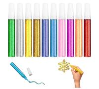 Colla Glitter,10 PCS Colla Glitterata con Brillantini Penne Glitterate Colorate con Punta Fine Glitter Glue per Artigianato Decorazione e Design Creativo per Adulto e Lavoretti Creativi