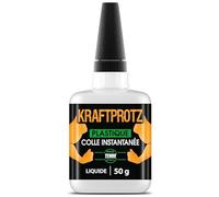 Colla istantanea liquida per plastica extra forte - KRAFTPROTZ XXL 50 g - trasparente, impermeabile e resistente al calore - punta anti-secco - adesivo per plastica, acrilico, ABS, PVC