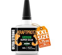 Colla istantanea per plastica extra forte - KRAFTPROTZ XXL 50 g - gel trasparente resistente ad acqua e calore - punta anti-secco - adesivo per plastica, acrilico, ABS, PVC e plexiglass