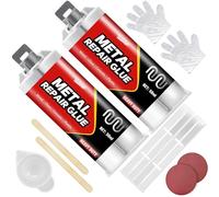Colla Metallo 100 ml - Colla Epossidica Bicomponente per la Riparazione Rapida di Metallo, Acciaio, Ferro, Lega di Alluminio, Rame, Ceramica - Adesivo Attaccatutto Forte e Resistente al Calore